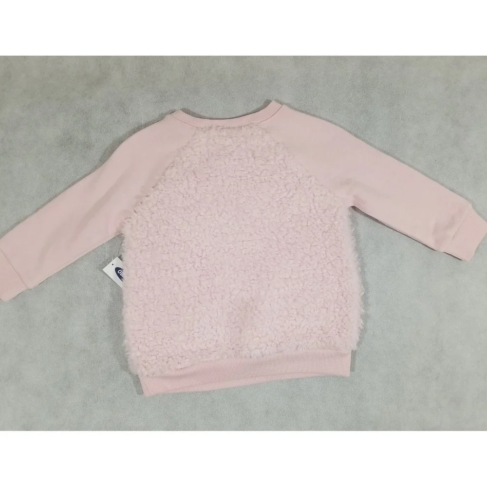 Old Navy Pullover Fleece Shirt  Pink‎ with Cat Print Girls Size 18-24 Months NEW